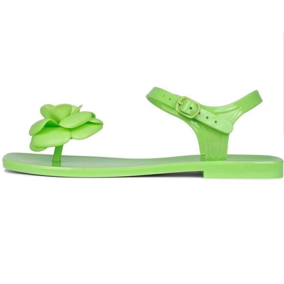 Jeffrey Campbell Jelly Sandals Womens Size 8 FLEURISSE Green Open Toe Floral - Picture 6 of 13